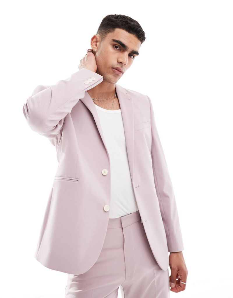 ASOS DESIGN regular fit suit jacket in pink ASOS DESIGN