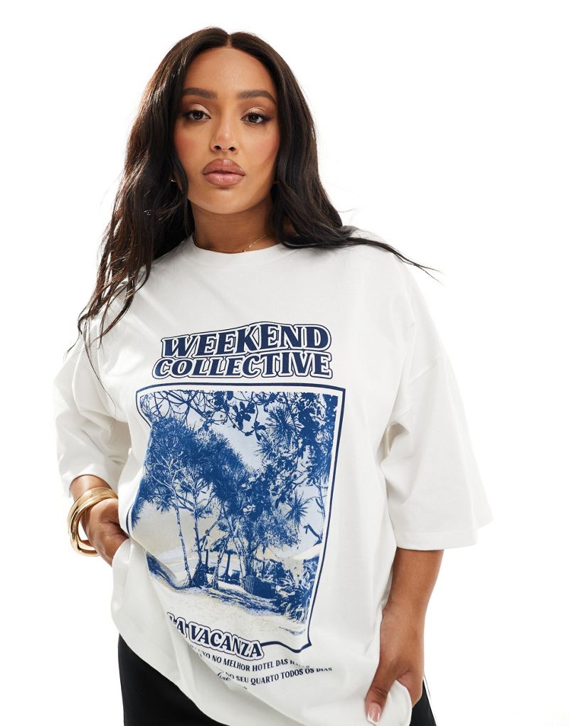 ASOS Weekend Collective Curve oversized t-shirt with LA vacanza graphic ASOS Weekend Collective