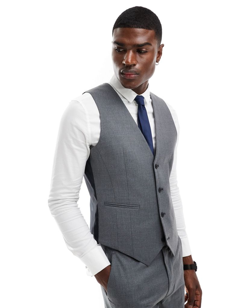 ASOS DESIGN slim fit suit vest with wool in charcoal ASOS DESIGN