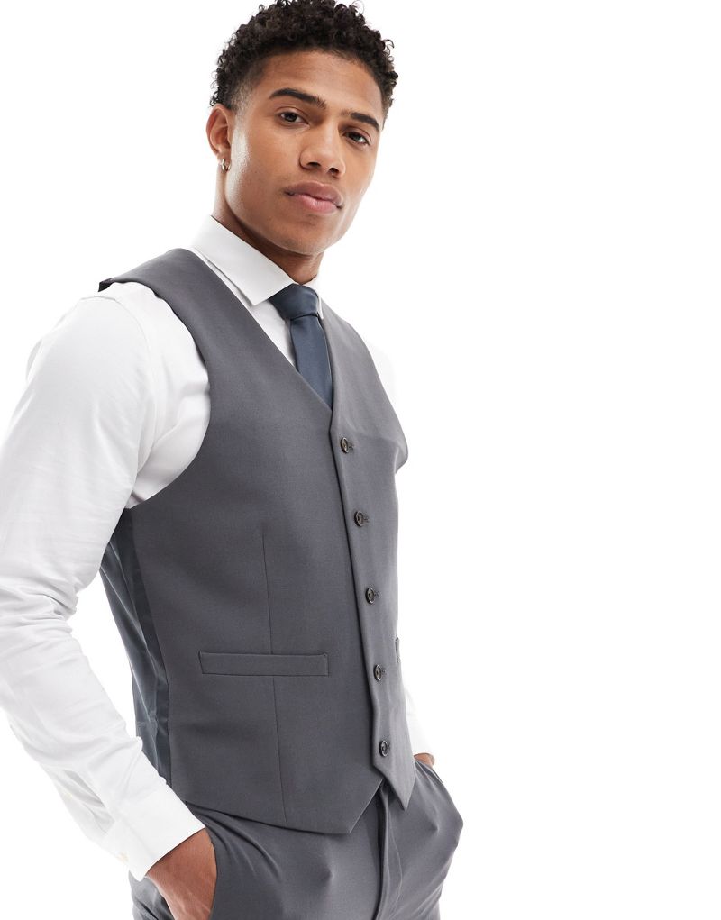 ASOS DESIGN super skinny suit vest in gray ASOS DESIGN