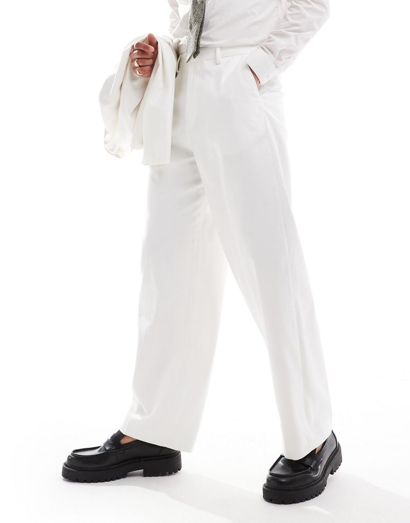 ASOS DESIGN wide fit suit pants in white ASOS DESIGN