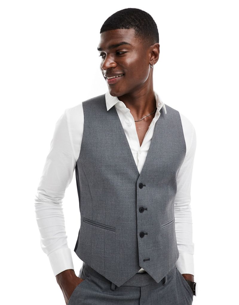 ASOS DESIGN skinny fit suit vest with wool in charcoal gray ASOS DESIGN