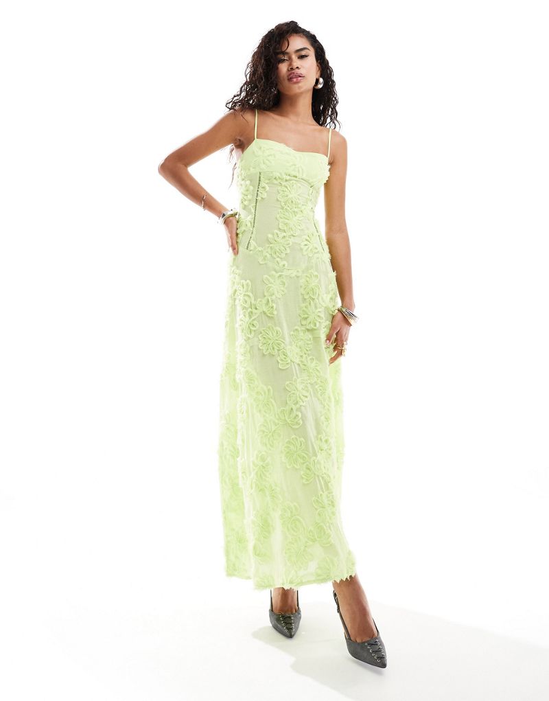 Amy Lynn Sofia sweetheart strappy floral crochet maxi dress in light green Amy Lynn