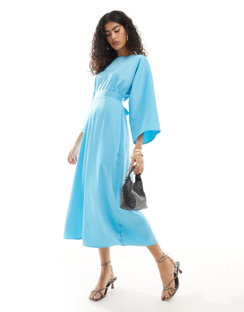 Closet London A-Line kimono midi dress in aqua Closet London