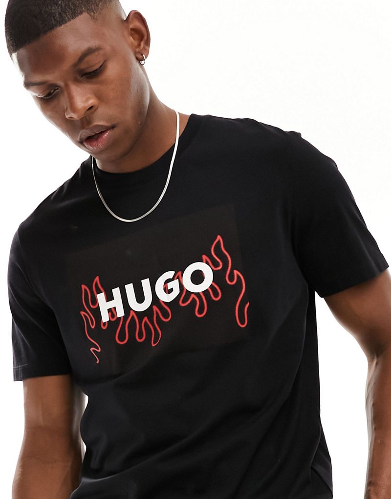 Hugo Dulive box logo T-shirt in black Hugo Red