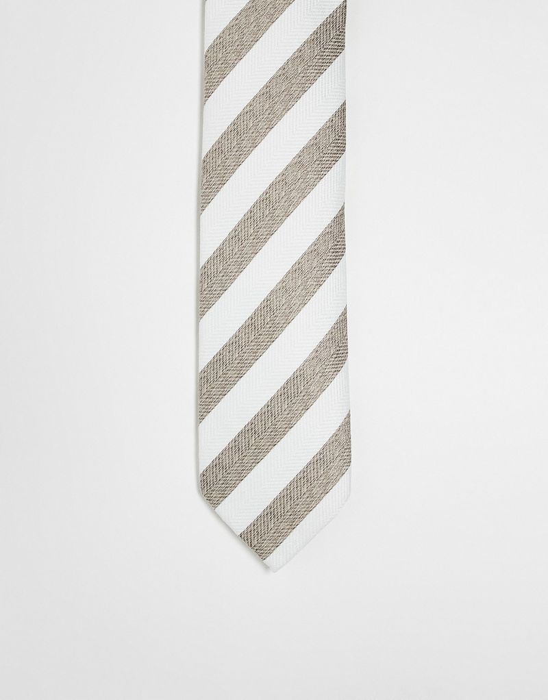 Jack & Jones striped tie in brown  Jack & Jones