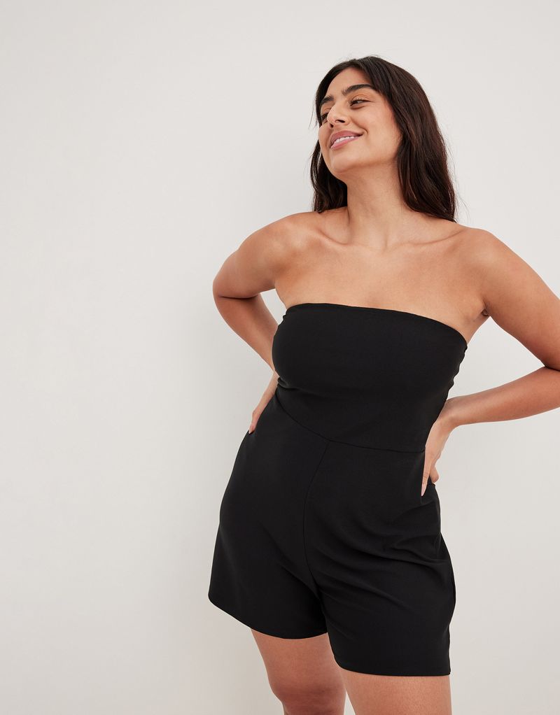 NA-KD bandeau jersey romper in black NAKD