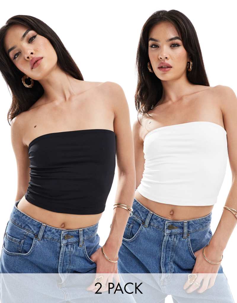 Женская Футболка Pull&Bear 2-pack бандо черно-белая Pull&Bear