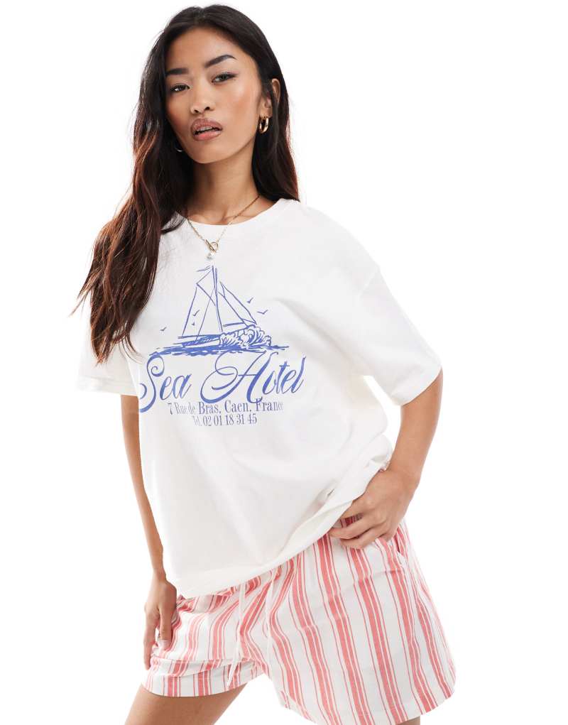 Женская Футболка Pull&Bear Nautical Graphic Pull&Bear