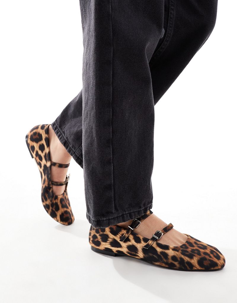 Pull&Bear mary jane ballet flats in leopard Pull&Bear