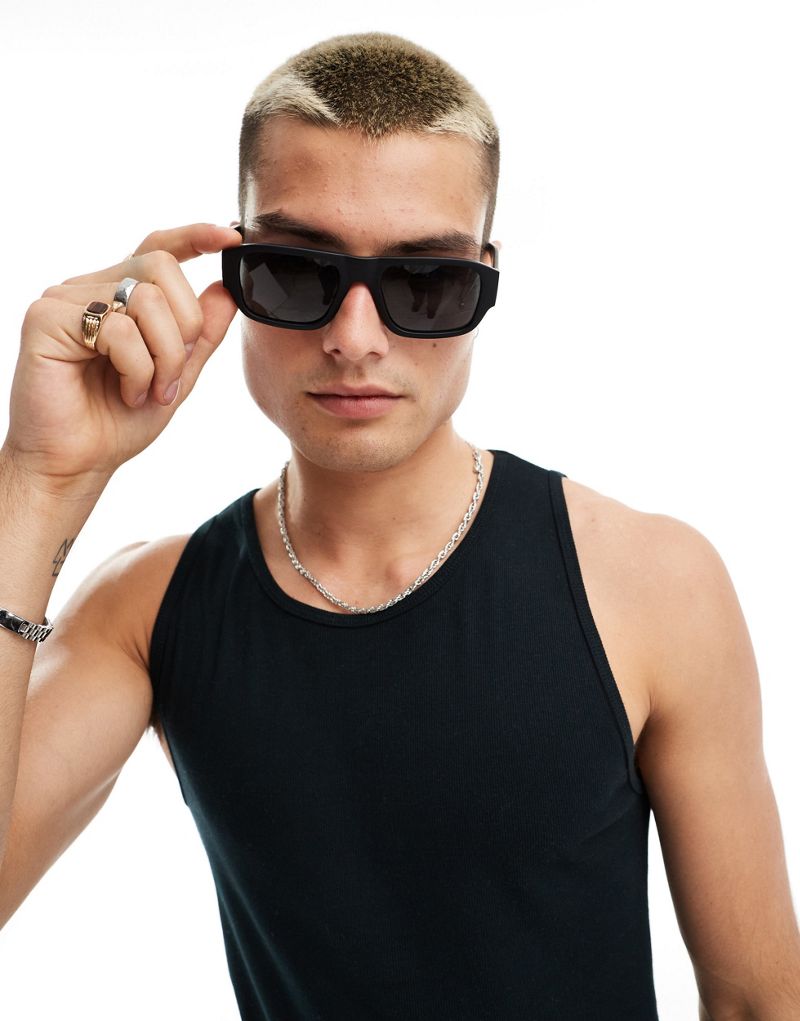 Quay nightcap shield sunglasses in matte black polarized QUAY AUSTRALIA