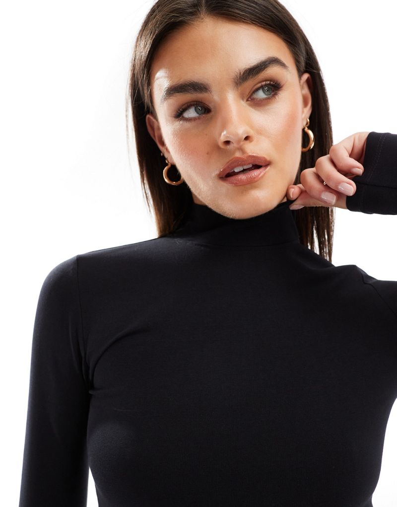 Selected Femme high neck long sleeve T-shirt in black Selected