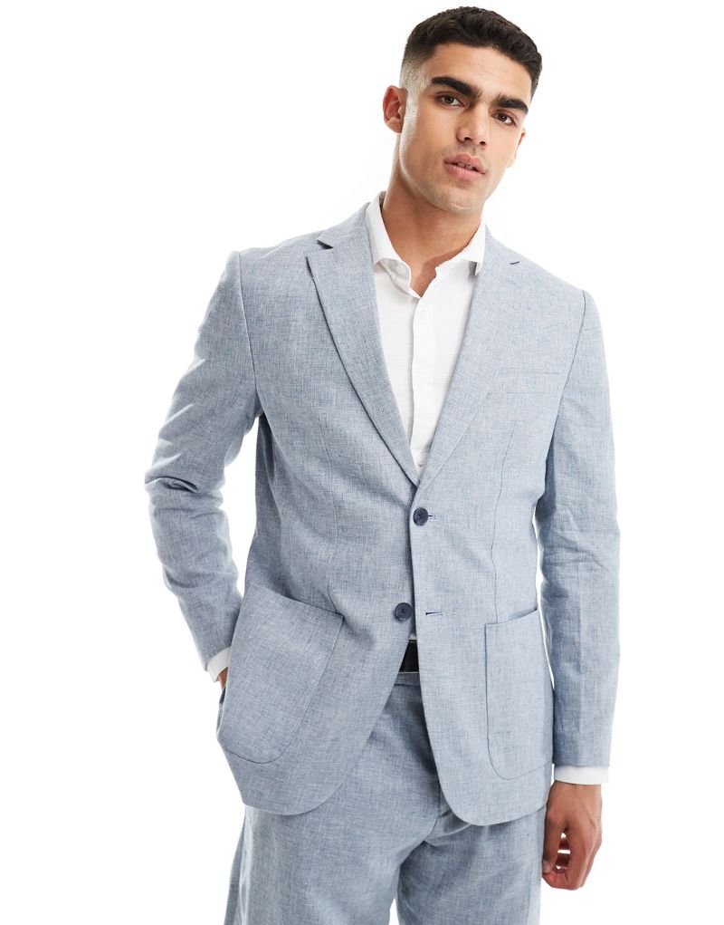 Selected Homme linen mix suit jacket in blue  Selected