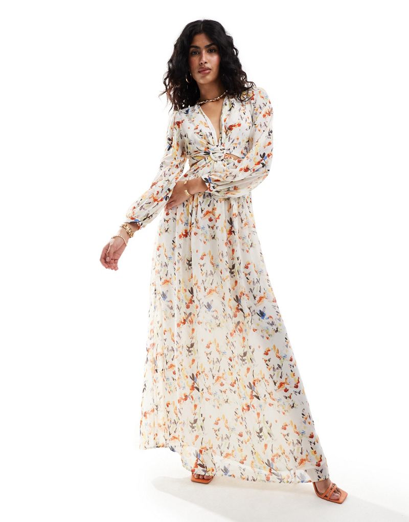 Style Cheat maxi dress with cut out detail in floral print Style Cheat