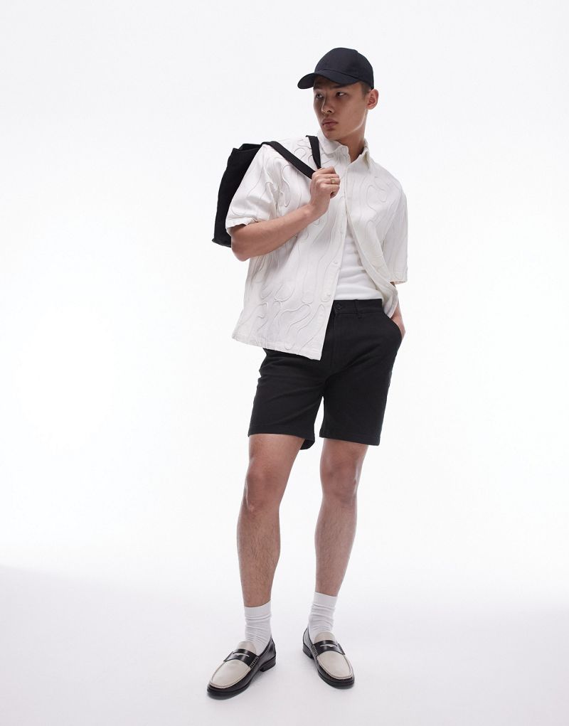 Topman slim chino shorts in black TOPMAN