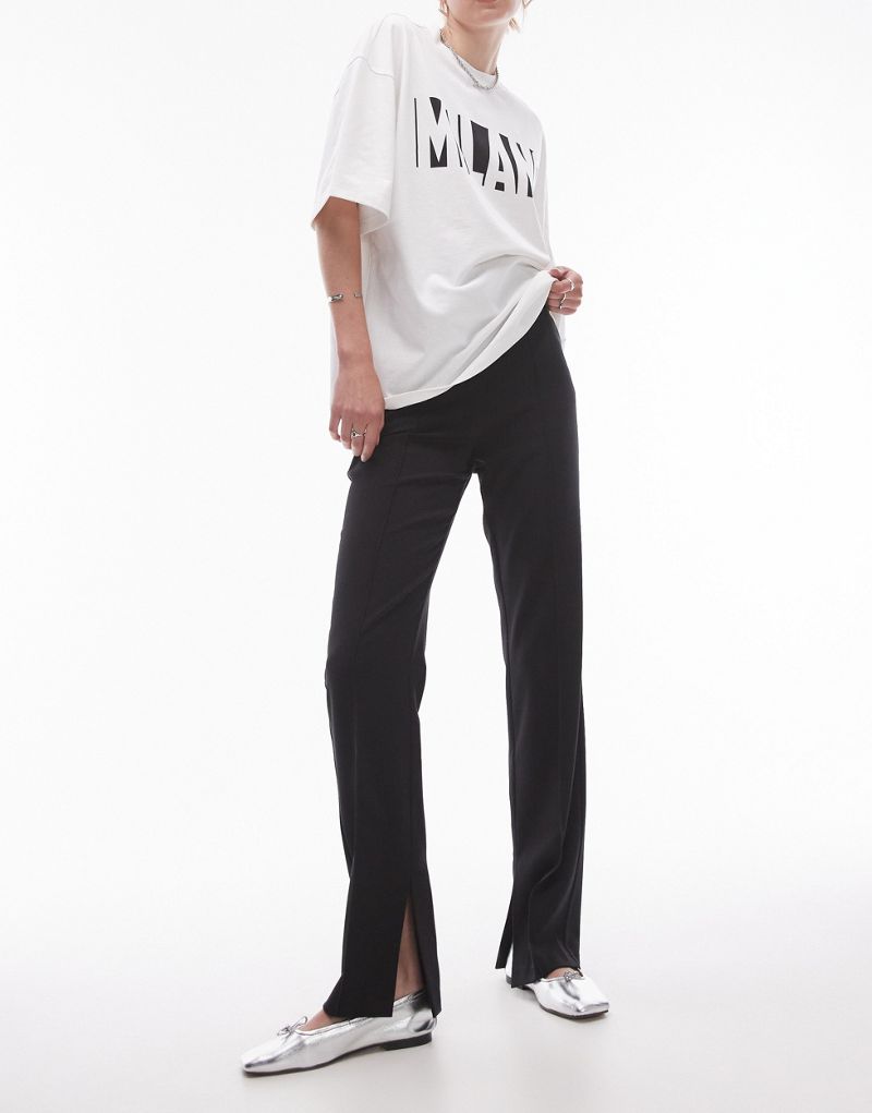 Topshop Tall basic split pants in black Topshop Tall