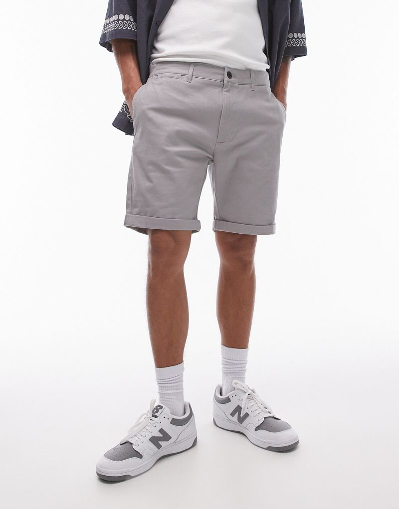 Topman skinny chino shorts in gray TOPMAN