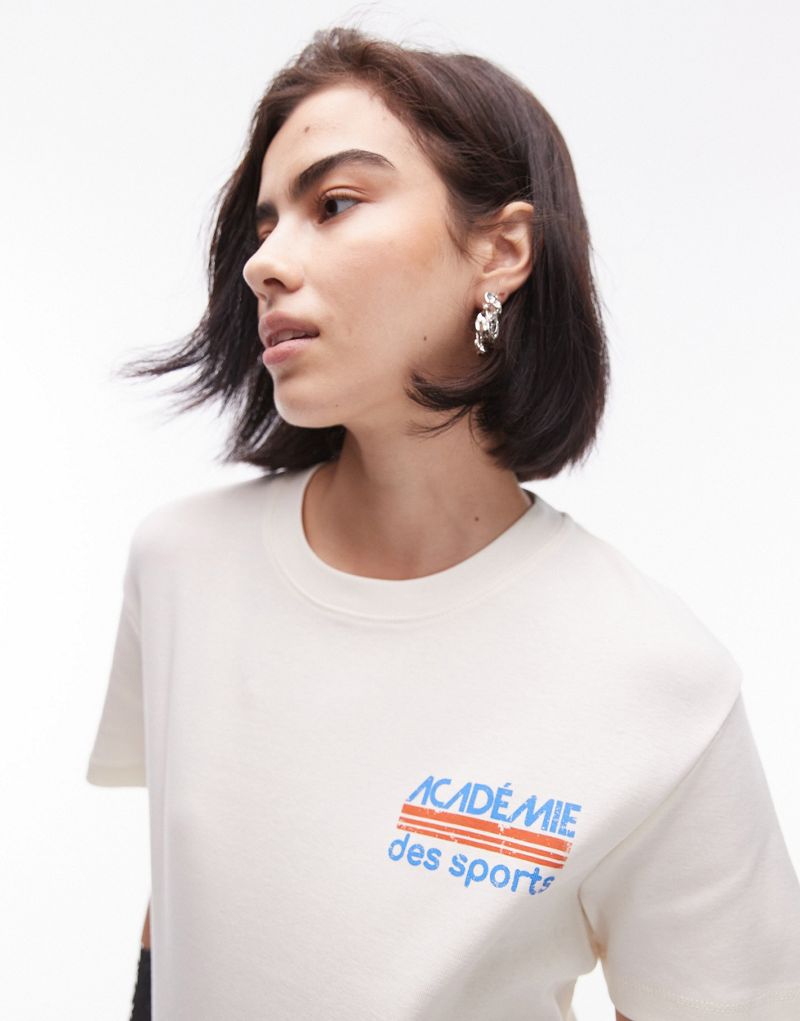 Topshop graphic Academie Des Sports tee in ecru TOPSHOP