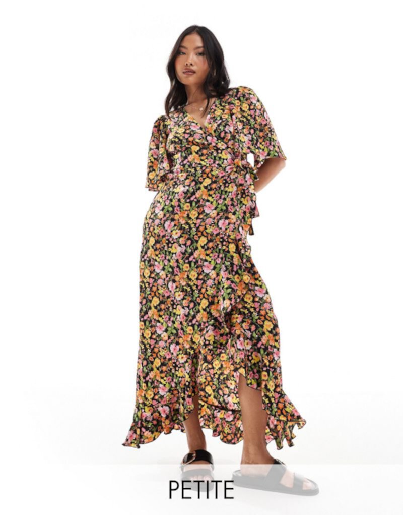 Vero Moda Petite wrap front maxi dress in dark floral print VERO MODA