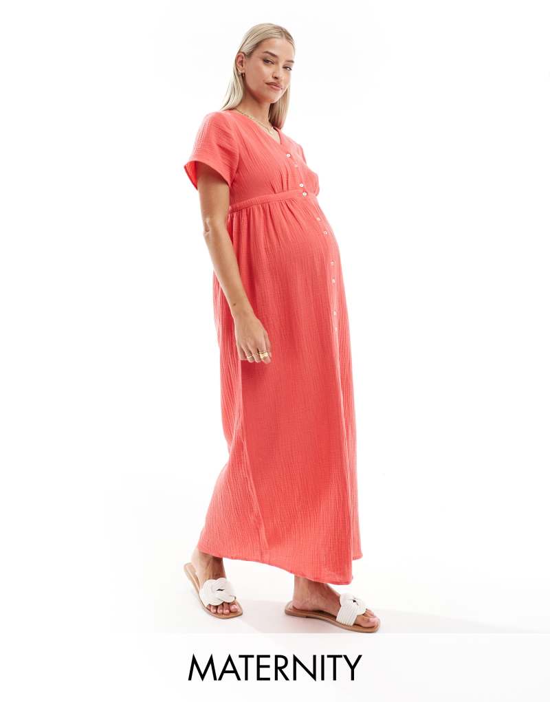 Женское Платье Vero Moda Maternity с пуговицами в красном цвете Vero Moda Maternity