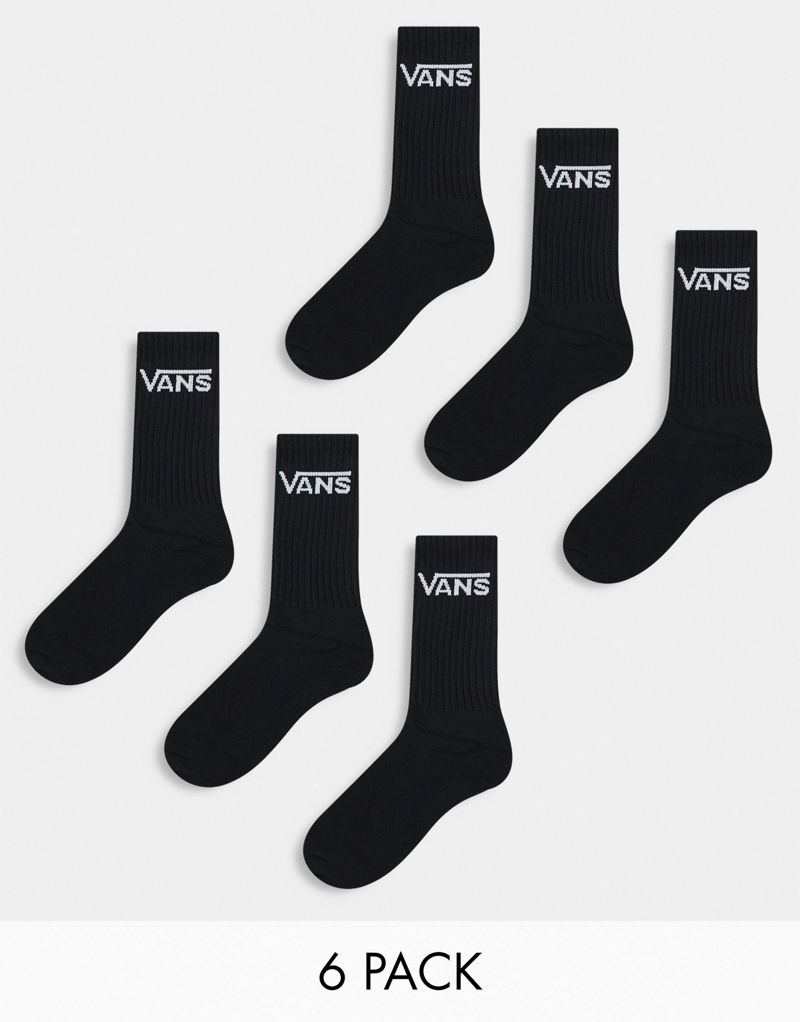 Vans 6 pack classic crew socks in black Vans