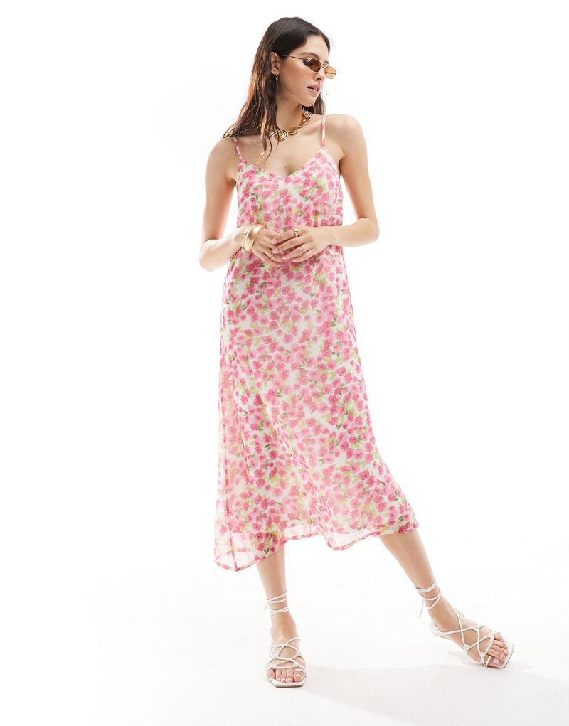 Vero Moda cami midi dress in pink floral VERO MODA