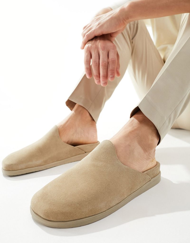  Walk London Breeze Slip On Mules In Stone Suede WALK London