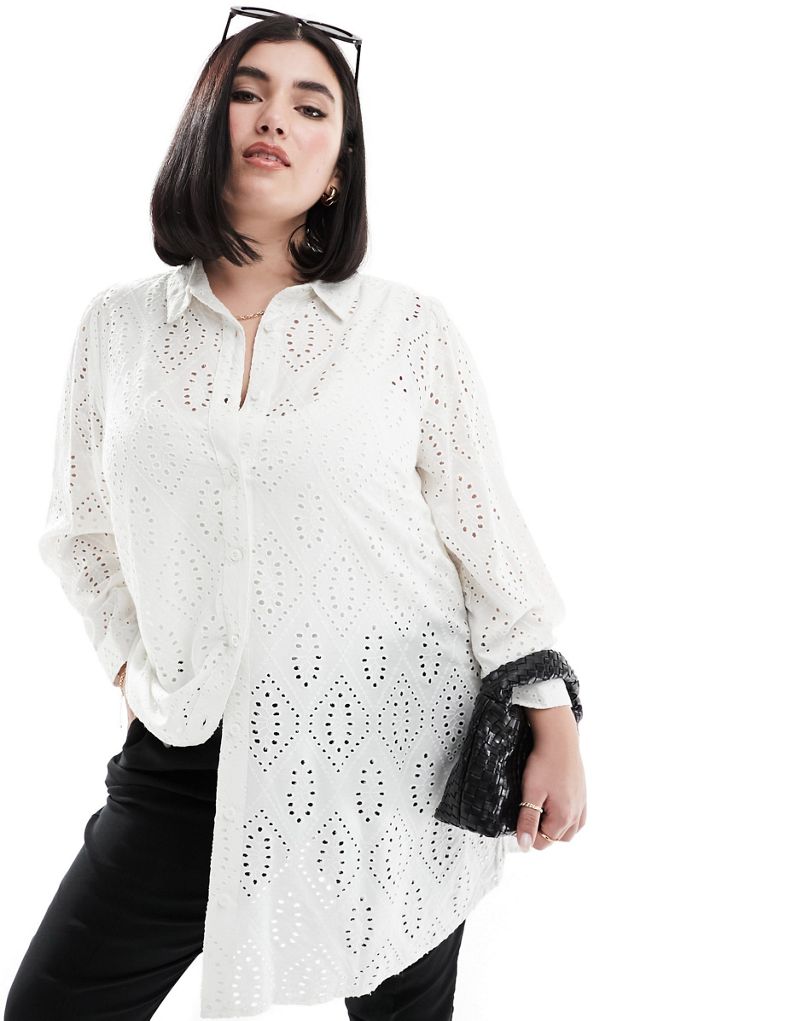 Yours eyelet shirt in white Yours