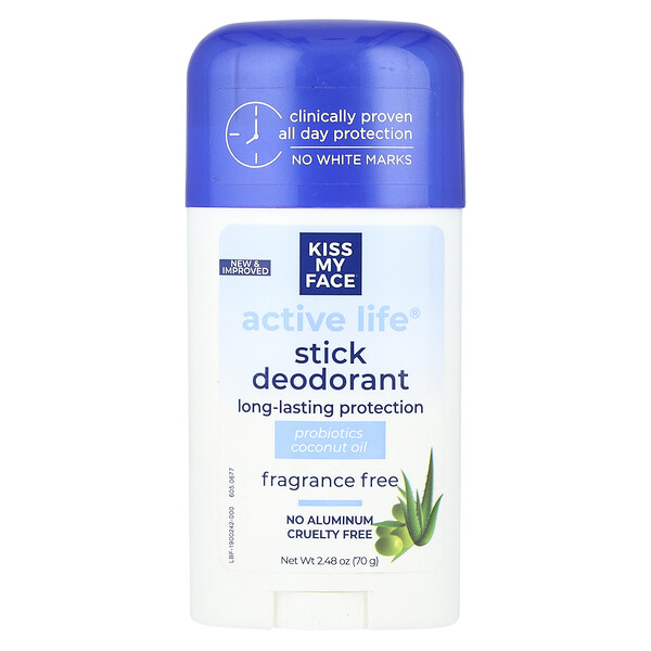 Active Life®, Stick Deodorant, Fragrance Free, 2.48 oz (70 g) Kiss My Face