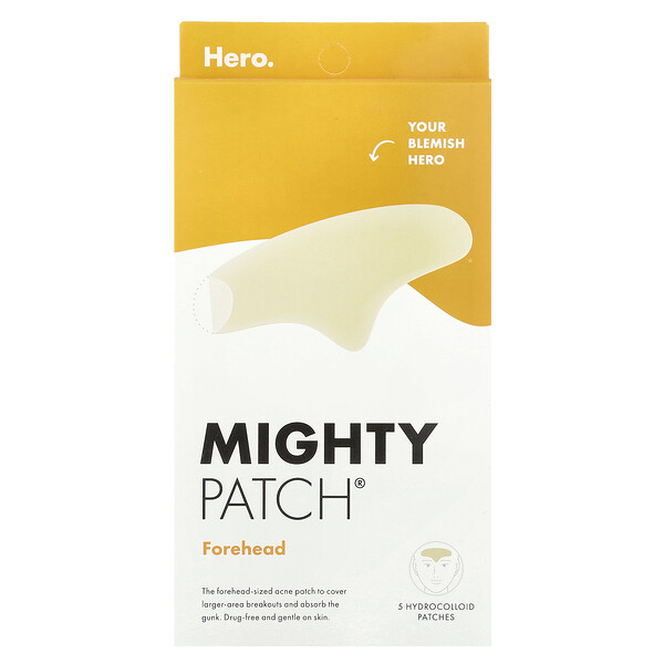 Mighty Patch, Forehead, 5 Hydrocolloid Patches Hero Cosmetics