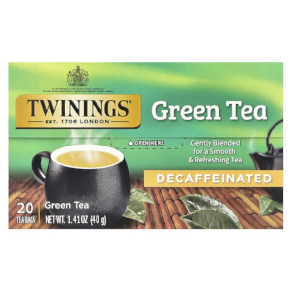 Декофеинизированный зелёный чай, 20 чайных пакетиков, 40 г Twinings