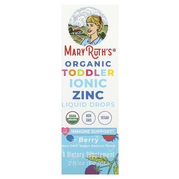 Organic Toddler Ionic Zinc Liquid Drops, 1-3 Years, Berry, 2 fl oz (60 ml) MaryRuth's