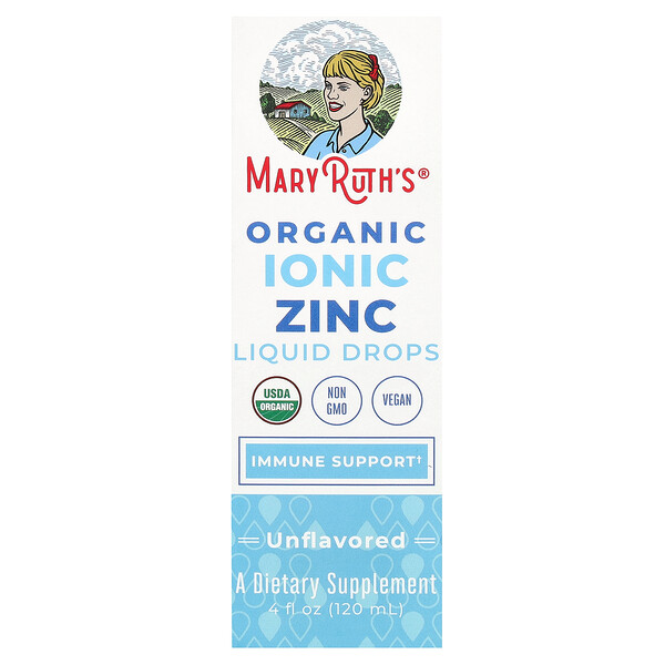 Organic Ionic Zinc Liquid Drops, Unflavored, 4 fl oz (120 ml) MaryRuth's