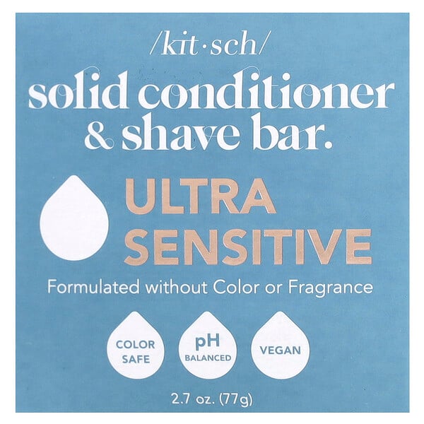 Solid Conditioner & Shave Bar, Ultra Sensitive, Fragrance Free, 2.7 oz (77 g) Kitsch