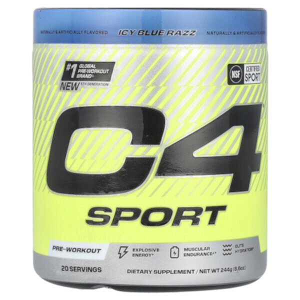 C4 Sport, Pre-Workout, Icy Blue Razz, 8.6 oz (244 g) Cellucor