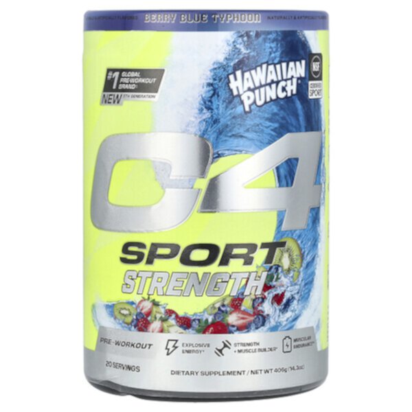 C4 Sport, Strength, Pre-Workout, Hawaiian Punch®, Berry Blue Typhoon, 14.3 oz (406 g) Cellucor