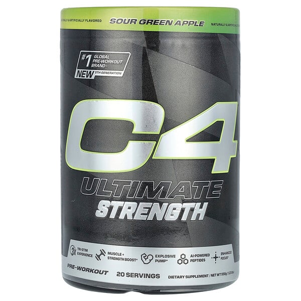 C4 Ultimate Strength, Pre-Workout, Sour Green Apple, 1.23 lbs (558 g) Cellucor