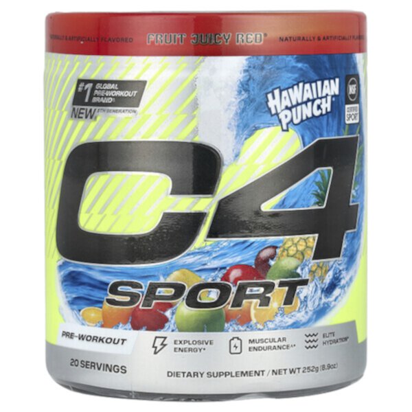 C4 Sport, Pre-Workout, Hawaiian Punch® Fruit Juicy Red®, 8.9 oz (252 g) Cellucor