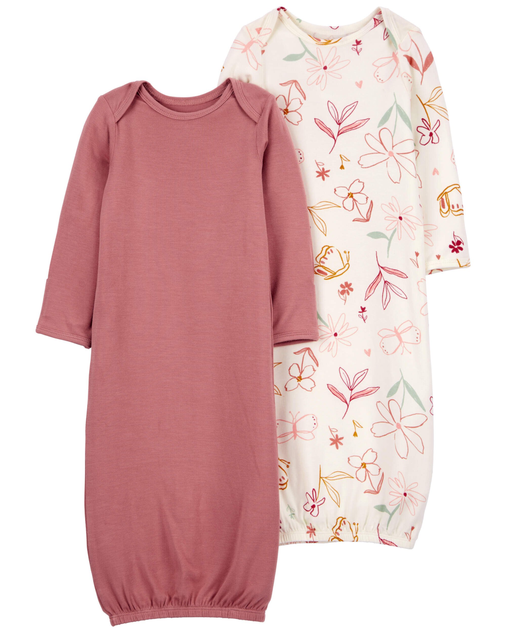 Детские ночные сорочки Carter's Для девочек Baby 2-Pack Floral PurelySoft Sleeper Gowns Carter's