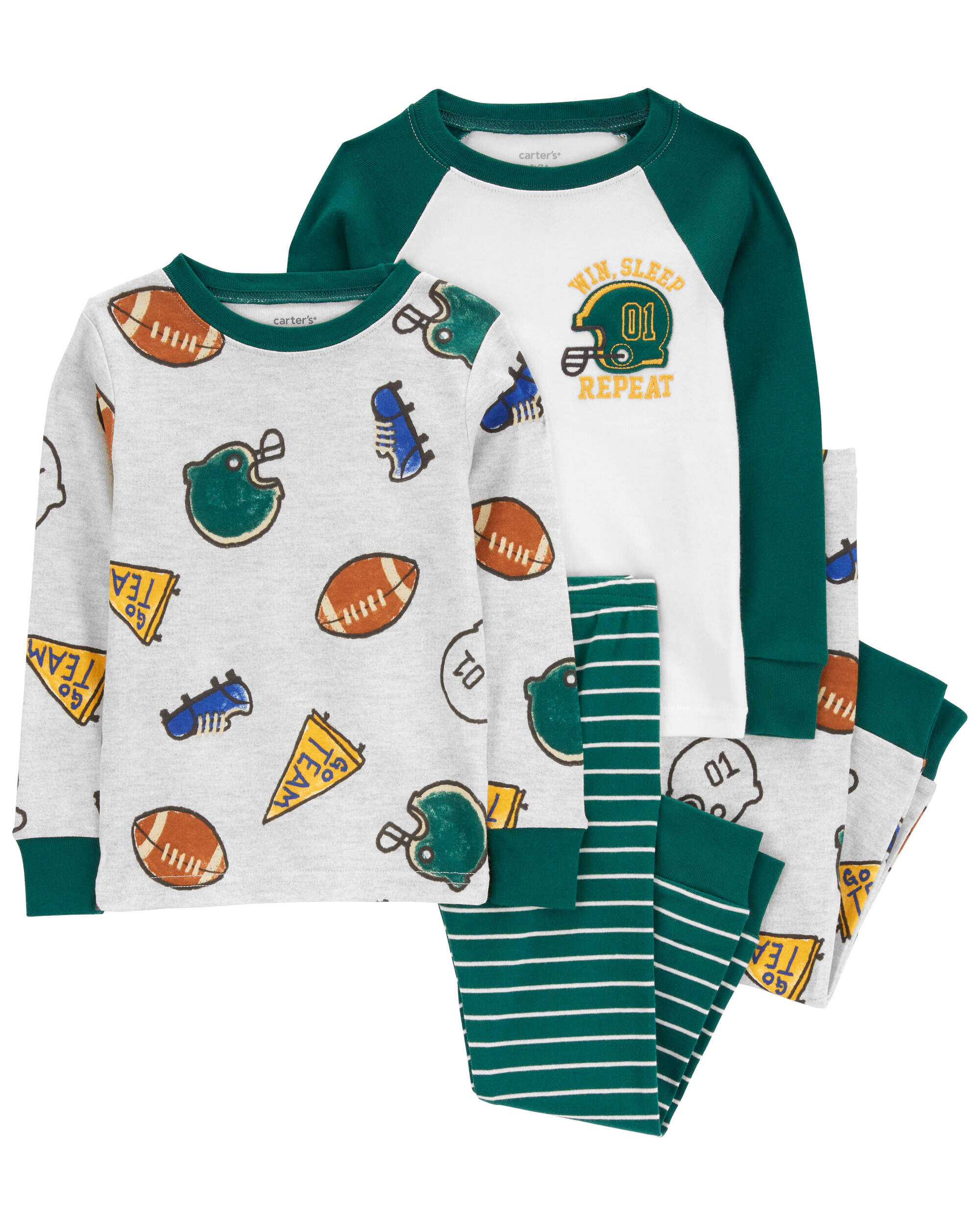 Пижамы Carter's Для мальчиков Toddler 4-Piece Sports 100% Snug Fit Cotton Pajamas Carter's