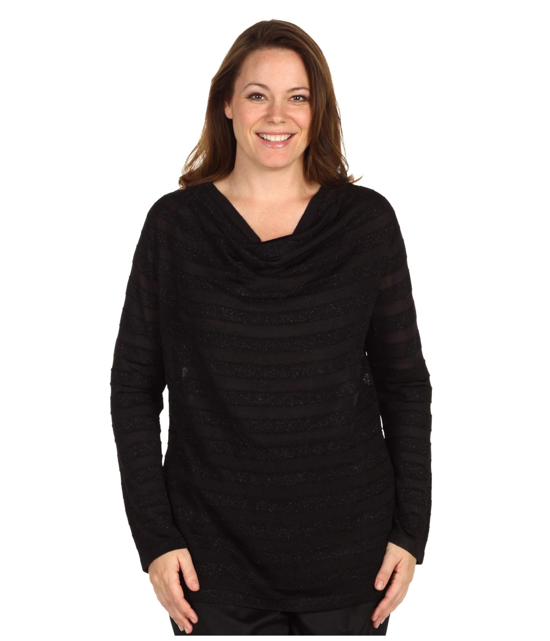 Plus Size Draped L/S Pullover Jones New York