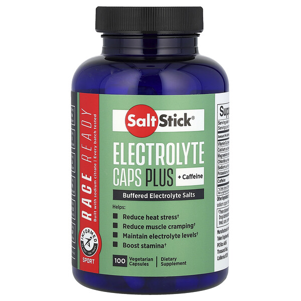 Electrolyte Caps Plus Caffeine, 100 Vegetarian Capsules SaltStick