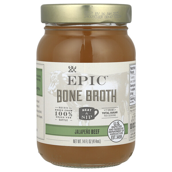 Bone Broth, Jalapeno Beef, 14 fl oz (414 ml) Epic