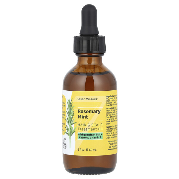 Rosemary Mint, Hair & Scalp Treatment Oil, With Jamaican Black Castor & Vitamin E, 2 fl oz (60 ml) Seven Minerals