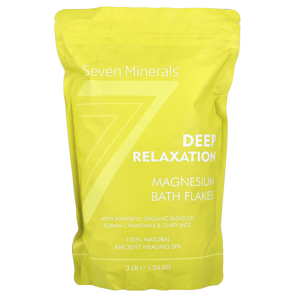 Deep Relaxation, Magnesium Bath Flakes, Roman Chamomile & Clary Sage, 3 lb (1.36 kg) Seven Minerals