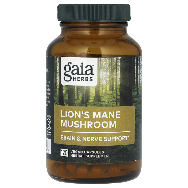 Lion's Mane Mushroom , 120 Vegan Capsules (Веганские капсулы) Gaia Herbs