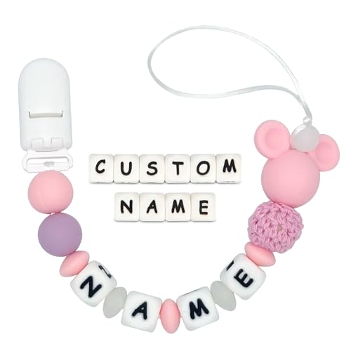 Personalized Pacifier Clip with Name Customizable Mouse (PinkW) Starsprairie