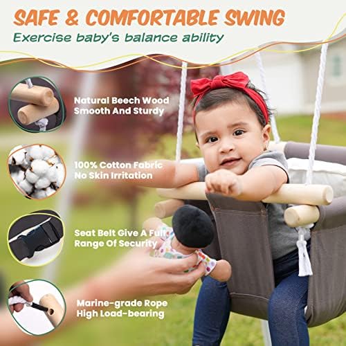 2 in 1 Baby Jumper & Swing, Baby Jumper for Indoor and Outdoor Use, Baby Swing with Foldable Stand, Stable Toddler Swing Set G TALECO GEAR