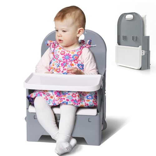 Babelio Travel Booster Seat for Kitchen Chair, Portable High Baby Chair with Compact Folding Design, Great for Babies at Table, Beach, Camping, and Family Visits BABELIO