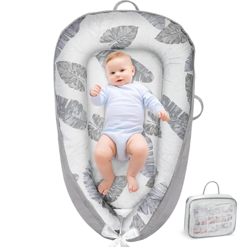 Baby Lounger - Baby Lounger for Newborn, Breathable & Soft Baby Nest Cover Co Sleeper for baby 0-24 Months, Babies Essentials Gifts, Portable Infant Lounger Baby Floor Seat for Home and Travel URMYWO